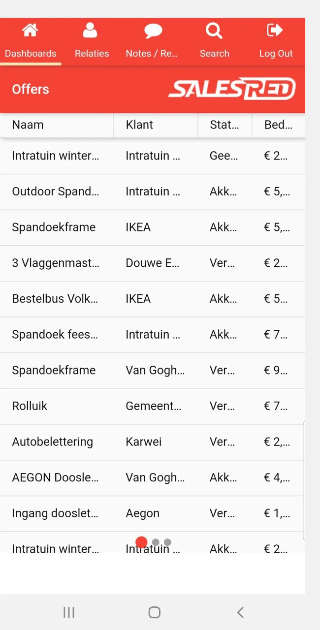 SalesRed mobiel scherm 1