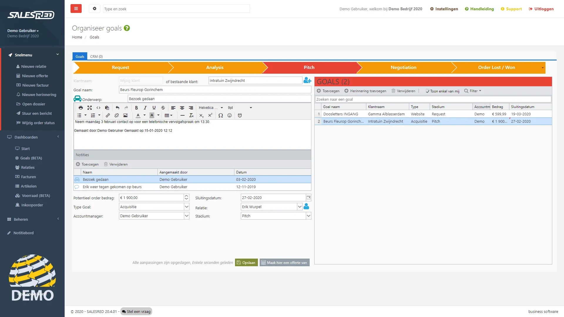 CRM en dossiers in SalesRed
